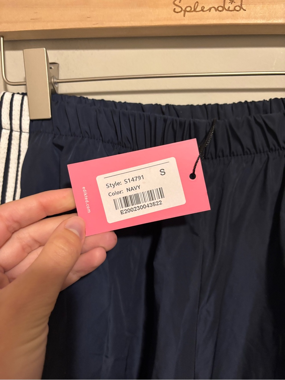 NWT Edikted Remy Bow Ribbon Track Pants Navy Blue size Small - Picture 5 of 7